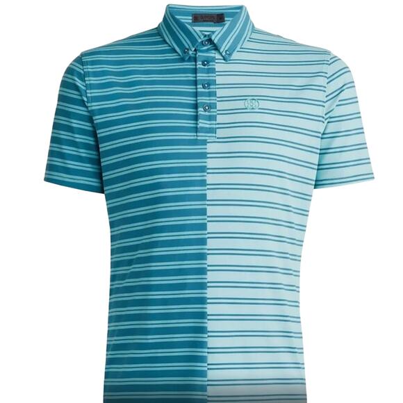 G/FORE Men's Split Stripe Golf Polo in Seaglass Size XL - Picture 3 of 5